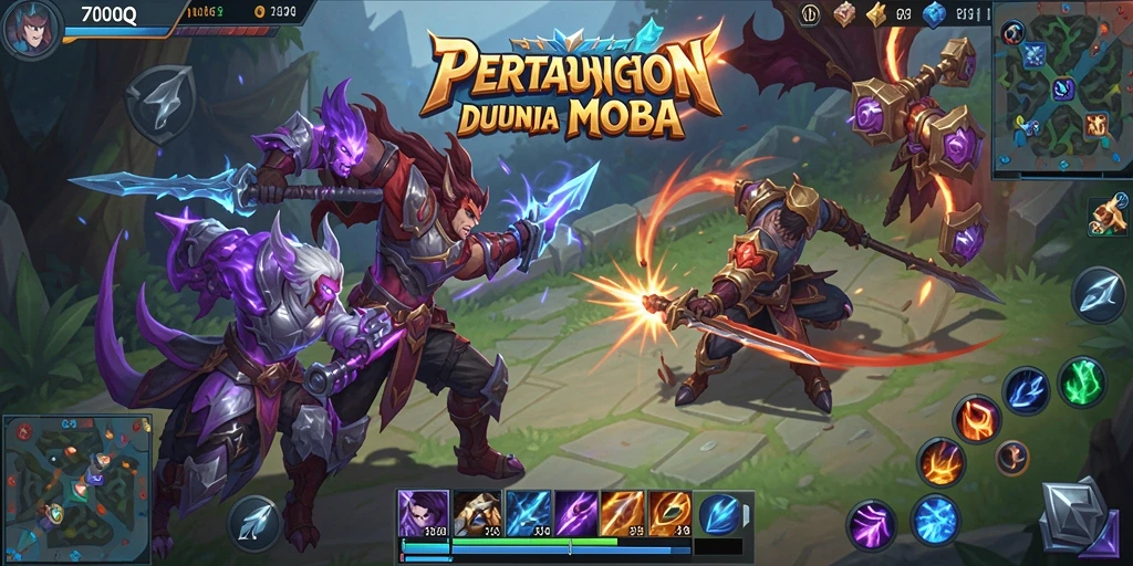 Tampilan gameplay MOBA yang seru dan mendebarkan di 700Q.