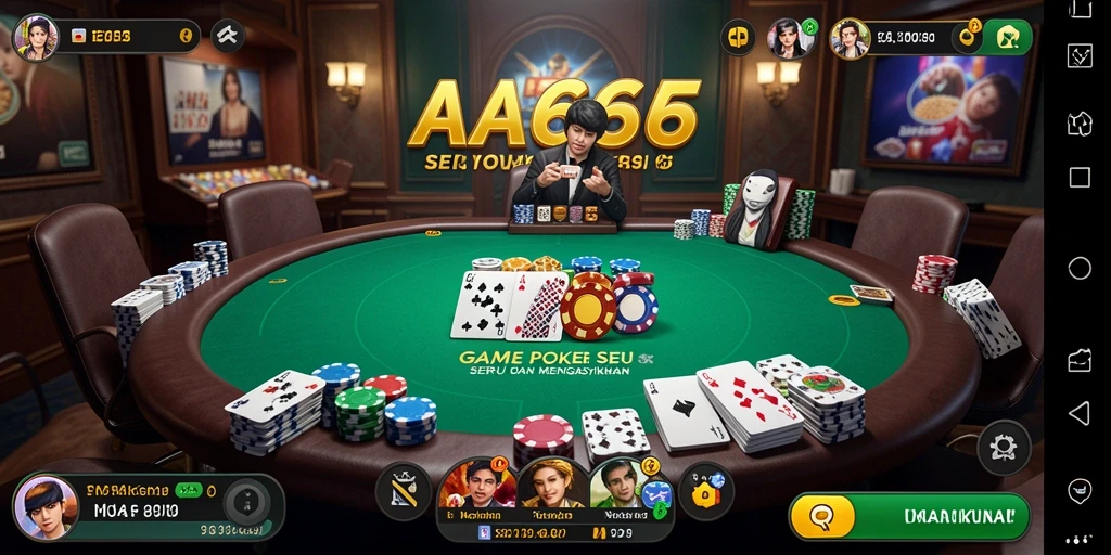 Screenshot gameplay AA666 menampilkan suasana poker yang nyata dan mendebarkan.