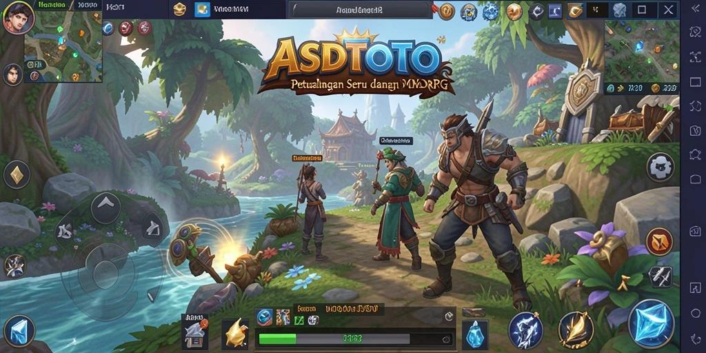 Screenshot ASDTOTO menampilkan para pahlawan dalam pertempuran MMORPG yang epik.