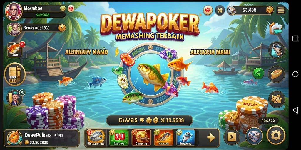 Tampilan gameplay DEWAPOKER yang menampilkan suasana memancing yang seru.