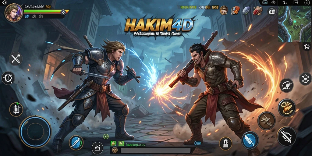 Tangkapan layar HAKIM4D menunjukkan aksi pertarungan yang seru dan dinamis.