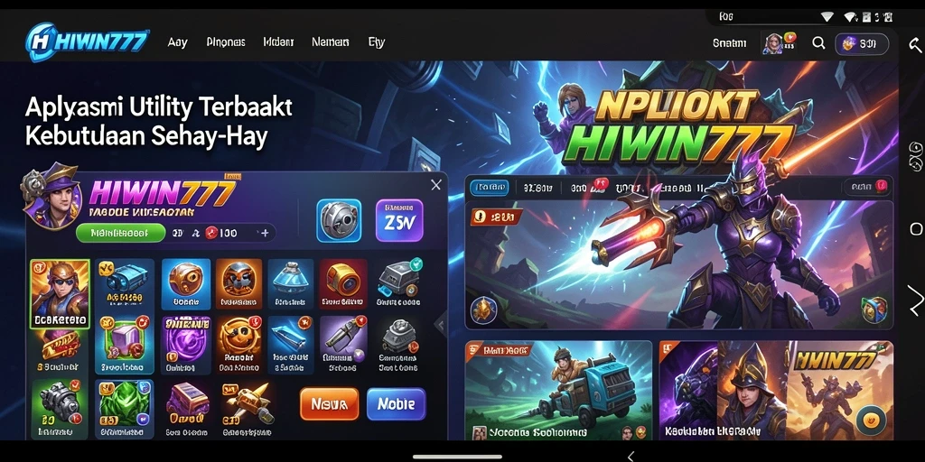 Tampilan utama HIWIN777 yang menampilkan fitur dan antarmuka pengguna.