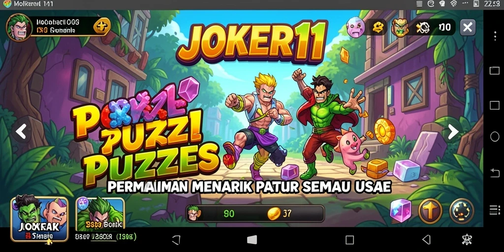 Screenshot JOKER11 menampilkan gameplay puzzle yang penuh warna.