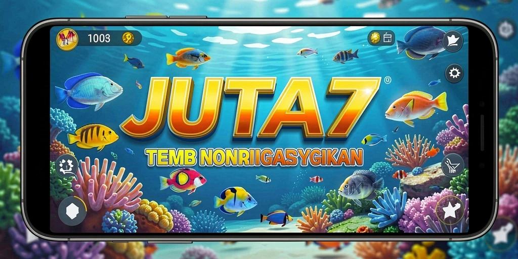 Screenshot utama JUTA7 menampilkan aksi seru dalam Tembak Ikan.