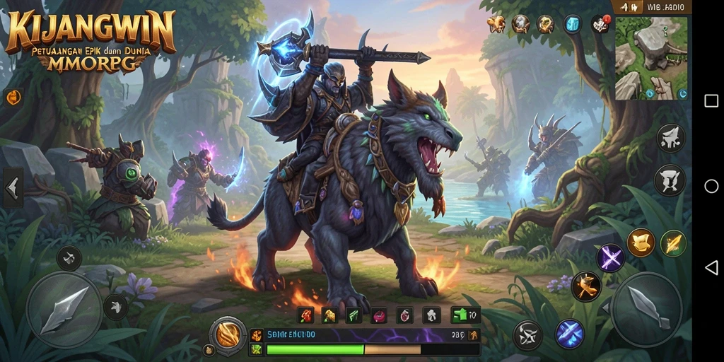 Screenshot gameplay KIJANGWIN yang menampilkan pertempuran seru dalam dunia MMORPG.