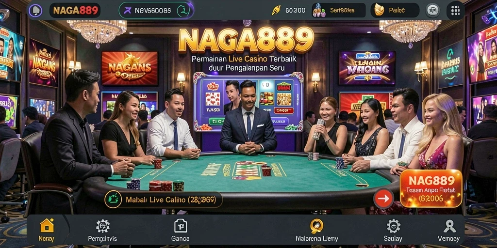 Screenshot gameplay NAGA889 menampilkan dealer langsung yang interaktif dan permainan seru.