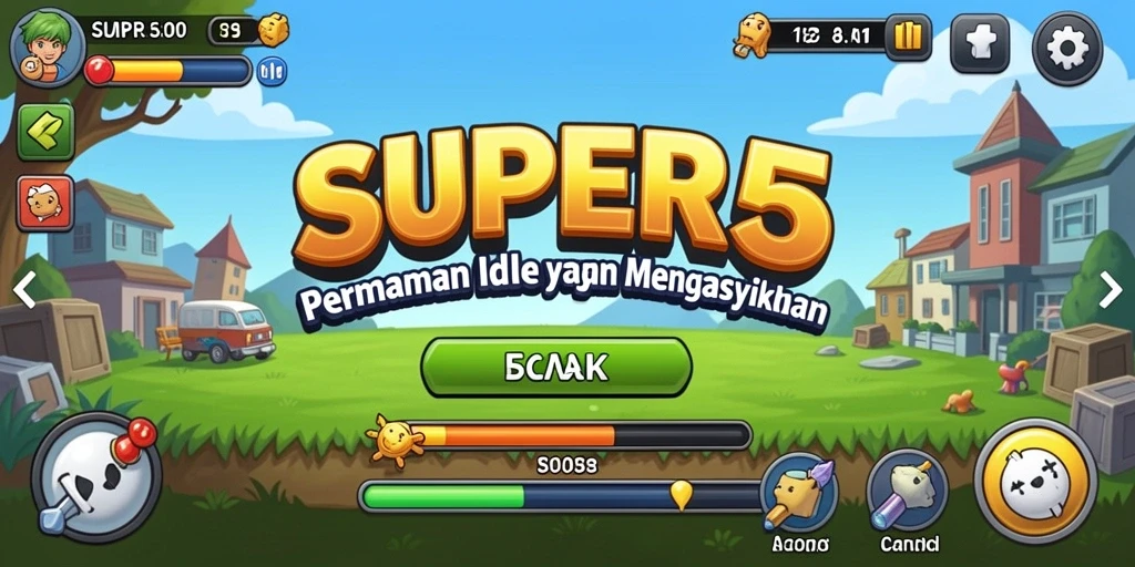 Tampilan menarik dari gameplay SUPER5 dengan elemen Idle yang menyenangkan.