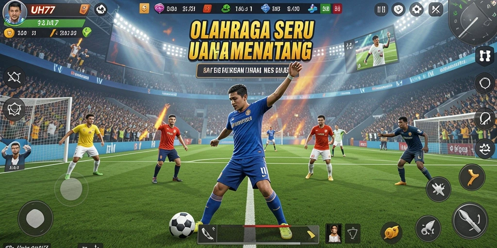 Screenshot UH77 menampilkan momen seru dalam permainan olahraga.